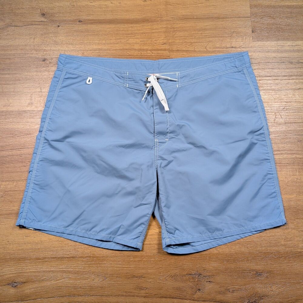 Sundek Iconic Taffeta Swim Trunks Mens SZ 40 Blue Stretch Waist Beach